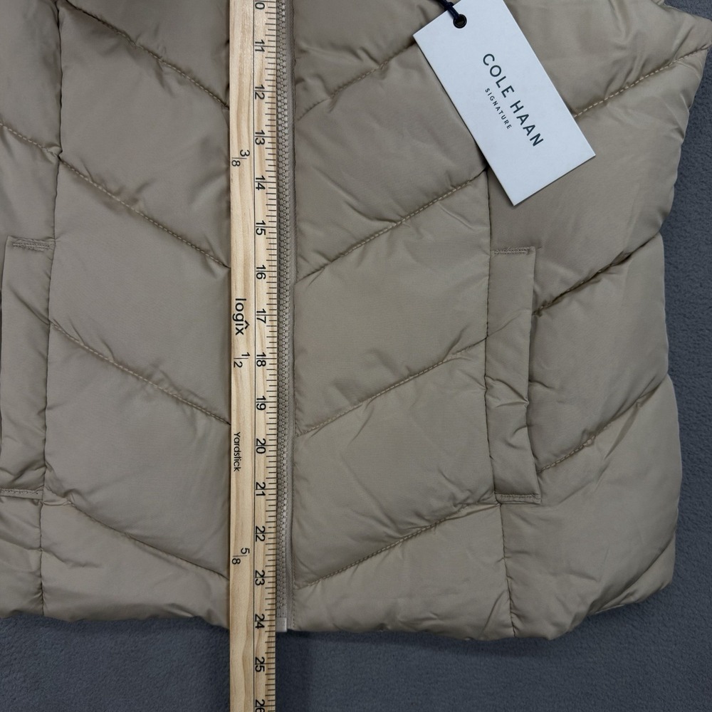 NWT COLE HAAN Womens Size S Collared Zip Front Chevron Dune Quilted Puffer Vest - Picture 5 of 7